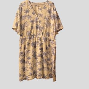 SHEIN dress, cream with blue tiger tropical print. New, never worn
